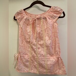 Pink Floral Lace Blouse